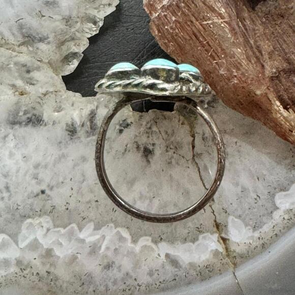 Vintage Native American Silver Turquoise Cluster Ring Size 7 For Women - Picture 8 of 10
